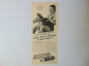 1947 LISTERINE ZAHNPASTE Junge auf Schaukelpferd Vintage Kunstdruck Anzeige - Bild 1 von 1