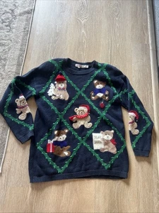 vintage lauren hansen sweater Bears Christmas Size Medium - Picture 1 of 7