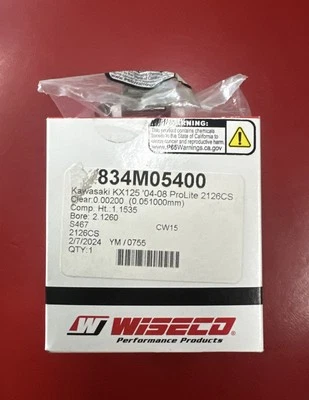 Wiseco Piston 54.00mm Kawasaki KX125 2004-2008 Incl. Free Top End Bearing - Image 1 of 2