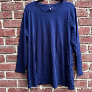 Eileen Fisher Organic Cotton Jersey Long-Sleeve Tee womens navy XL NEW - Picture 1 of 6