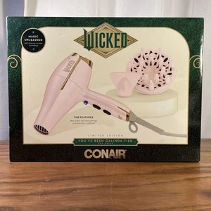 CONAIR WICKED GLINDA-FIED MID-SIZE HAIR DRYER PINK/GOLD W ATTACHMENTS - Picture 1 of 5