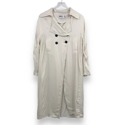 Self-Portrait Pinstriped Trench Coat S Collared Double Breasted Long Sleeve  - Image 1 of 4