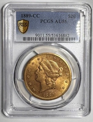 1889-CC $20 Gold Liberty Head PCGS AU55 - Image 1 of 3