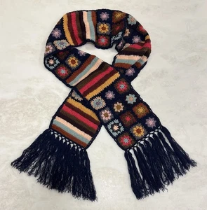Bufanda Cuadrada Abuela Crochet Marca Lucky Y2K Multicolor Boho Hippie Rayas - Imagen 1 de 12