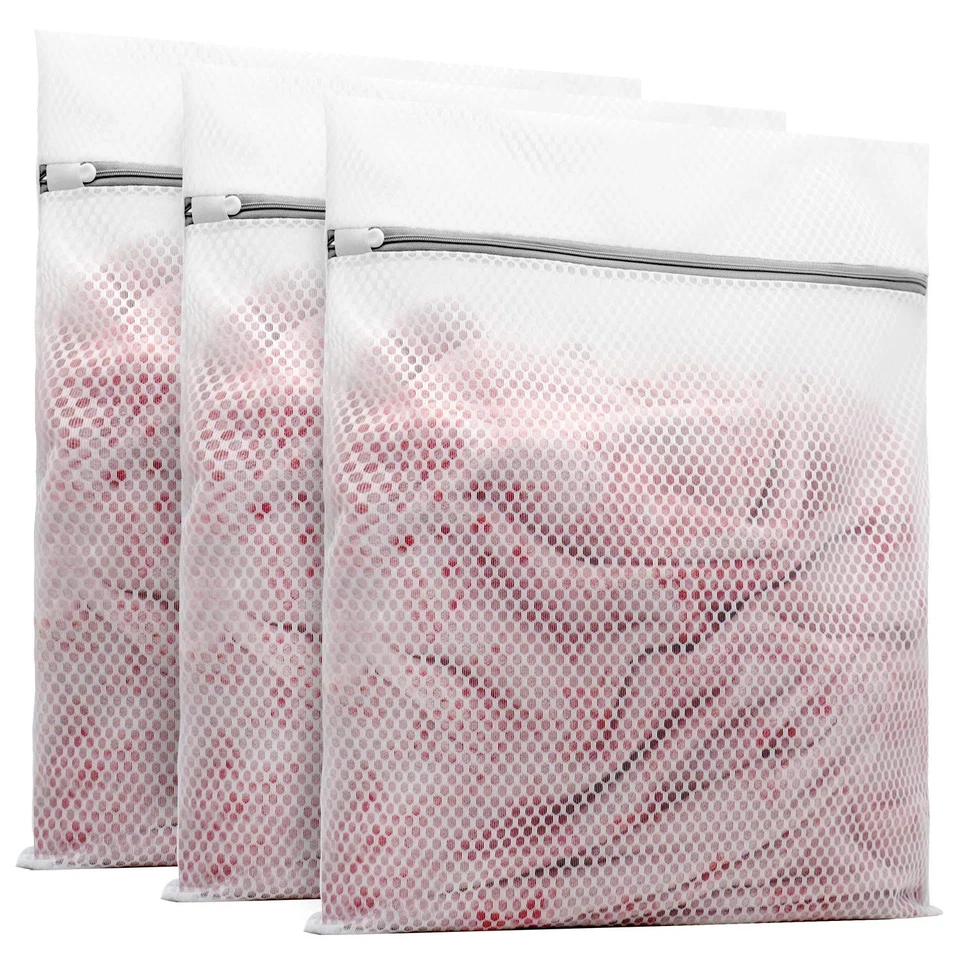 3Pcs Durable Honeycomb Mesh Laundry Bags for Delicates 16 Inches (3 Large)