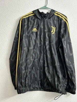 Adidas Juventus FC Cortavientos Sudadera con Capucha Chaqueta Para Hombre’s M Negro Dorado Fútbol Fútbol Foto 1 de 4