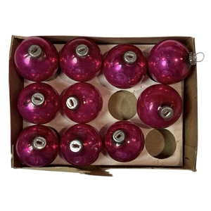 Vintage 1" Rosa Quecksilber Glas Weihnachtskugeln Ornamente mit Box von 10 Japan - Bild 1 von 9