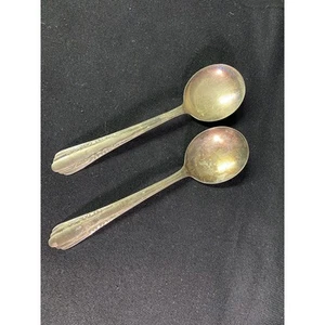 Vintage Marathon 1941 Thalia Silverplate Soup Spoon Set of 2 Mono D or E - Picture 1 of 5