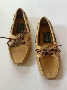 VTG RALPH LAUREN Polo Country Dry Goods Leather Moccasins Loafers Men Sz  7 Tan - Picture 1 of 6