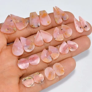 Lotto coppia 12 paia 66 ct fetta di opale rosa naturale 19x14 8x8 mm #16844 - Foto 1 di 5