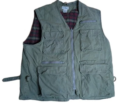 Vintage 90s L.L. Bean Khaki Green Multi Pocket Vest Fishing Gilet Jacket Mens XL - Image 1 of 4
