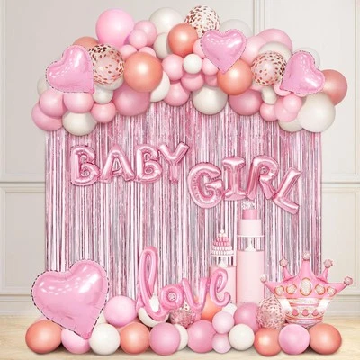 Baby Girl Pink And White Decorations For Shower Party Balloons Set Clearance - Image 1 of 4