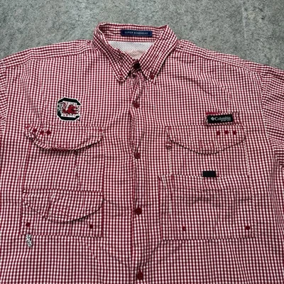 South Carolina Gamecocks Columbia PFG Super Bonehead Fishing Shirt Men L Red - Image 1 of 4