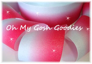 3" GLITTER SHOCKING PINK OMBRE CHEER GROSGRAIN RIBBON FOR TIC TOC HAIRBOW BOW - Picture 1 of 1