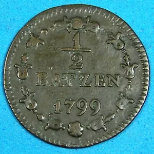 Helvetian Republic Switzerland 1/2 Batzen Billon Coin 1799, Combined Shipping - Picture 1 of 2