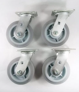 6" x 2" Non-Marking Rubber Caster(Flat) - Swivel (4EA) - Picture 1 of 4