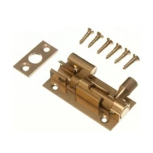 DOOR BARREL SLIDE BOLT CRANKED OFFSET 50MM 2 INCH BRASS + SCREWS (pack of 3) - Picture 1 of 1