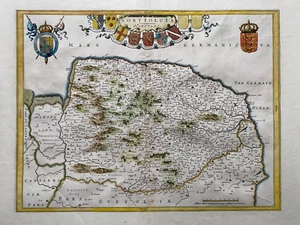 Mapa antiguo 1646; Norfolk. Azul. Muy buen ejemplo - Imagen 1 de 5