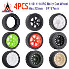 4x 12mm Hex RC Car Rubber Tires Wheel Rim for 1/10 HPI HSP  WLtoys 1/14 RC Car