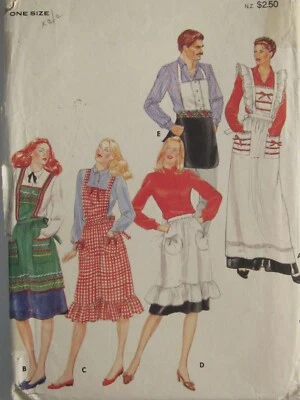 Amazing VTG 86 BUTTERICK 4066 Misses & Mens Aprons in 5 Looks PATTERN OS UC - Image 1 of 3