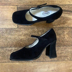 New Vintage Dolcis Size 36 3 Black Suede Mary Jane Court Shoes 40s Style Womens - Picture 1 of 12