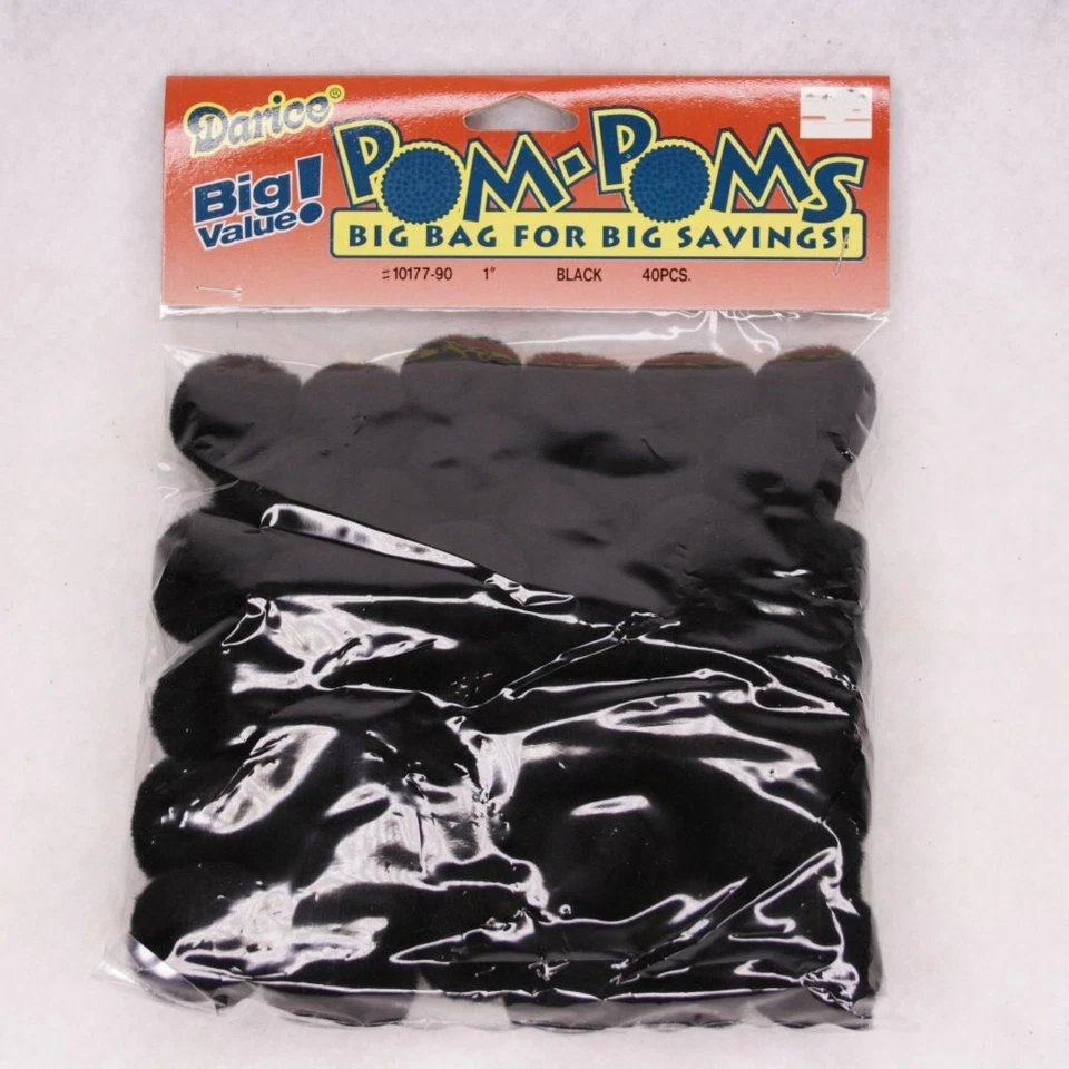 Paquete de 40 pompones acrílicos de 1" Darice negro #41210177012 Foto 1 de 1