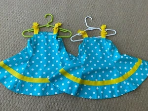 Twins Gymboree Classic Turquoise Polka Dot Sun 2 Dresses - Size 3-6 Months - Picture 1 of 9
