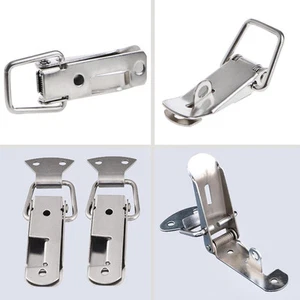 4 Pcs Silver Hardware Cabinet Boxes Spring Loaded Latch Catch Toggle Hasp new - Picture 1 of 7