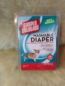 WASHABLE PET DIAPER Simple Solution Dog SMALL Females In Heat/Incontinence 