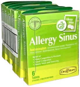 LOT:6 LilDrugStore ALLERGY/SINUS RELIEF (Acetaminophen, 6 Tabs Each; 36 Total) - Picture 1 of 1