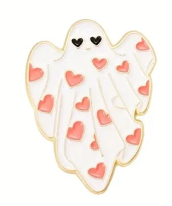 Ghost with hearts Enamel Pin - FREE AU SHIPPING - AU Stock - Bild 1 von 2