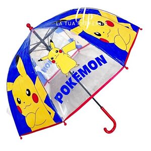 Pokemon Picachu Blu Ombrello Trasparente Poe Bambino Parapioggia per Pioggia