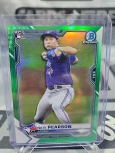 2021 Bowman Baseball Cromato #59 Nate Pearson Verde Rookie RC #'d/99 - Foto 1 di 3