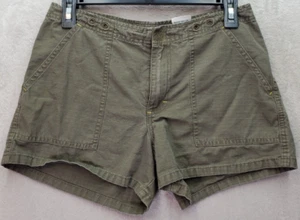 Mudd Shorts Women Size 1 Green 100% Cotton Pockets Flat Front Logo Grommet Waist - Picture 1 of 6