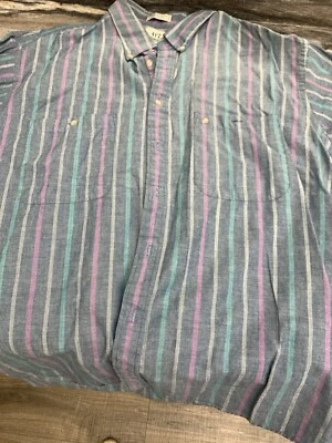 Van Heusen 417 Mens Dress Shirt XL Long Sleeves Button Down. Blue And Pink - Image 1 of 4