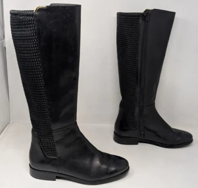 Cole Hahn Women's Black Leather Boots W00210 Size 8 B Rockland Tall Riding - Image 1 of 4