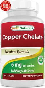 Copper Chelate 6mg 360 Tablets Immune Support Mineral Supplement High Strength - Picture 1 of 12