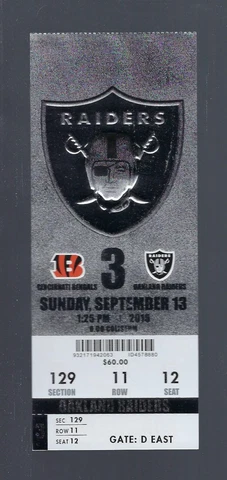 AMARI COOPER DEBUT 2015 NFL BENGALS @ RAIDERS FOOTBALL FULL UNUSED TICKET Cover