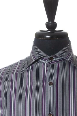 Etro Purple on Grey Stripe Shirt 28009 - Изображение 1 из 4