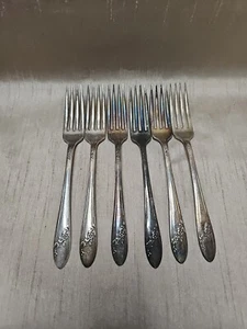 Vintage Oneida QUEEN BESS II Tudor Silber Teller Gemeinschaft Tafelgabeln 6 Stück - Bild 1 von 5