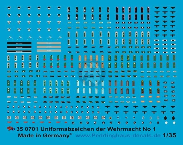 Peddinghaus 1/35 German Wehrmacht Uniform Insignia WWII No.1 [Decal] 701 - Image 1 of 1
