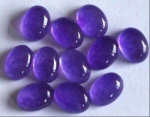10 Pcs Great Lot Natural Purple Jade 9X11 mm OVAL Cabochon Loose Gemstone