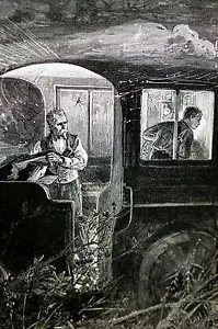 W.A. Rogers RUNNING a LOCOMOTIVE TRAIN 1890 Engraving Art Print Matted - Picture 1 of 6