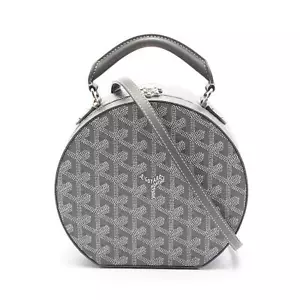 GOYARD Hat Box Alto Trunk Hand Schultertasche ACRALTO-51 Canvas Leder Grau Weiß - Bild 1 von 8