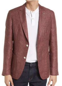 Hugo Boss Hanry Topstit Slim Fit Blazer, Stretch Cotton Dark Red 40R - Picture 1 of 1