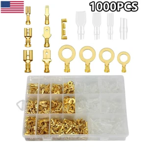 1000pcs Assortment Spade Male Female Terminals Electrical Wire Crimp Connectors - Picture 1 of 6