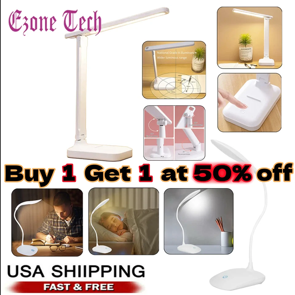 LED Desk Lamp Touch Sensor Reading Foldable Table Lamp Eye Caring Reading Light - Image 1 of 1
