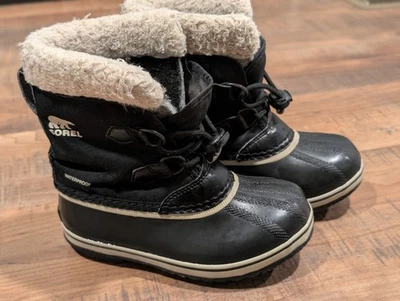 Bota impermeable Sorel YOOT PAC de nailon para niños negra juvenil talla 13 Foto 1 de 4