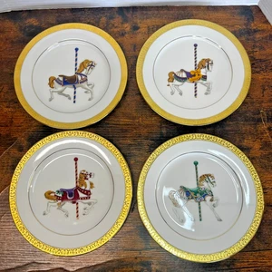 Juego de 4 Platos de Postre/Ensalada Caballo Carrusel Galería Real Buffet Oro 8.5" - Imagen 1 de 13