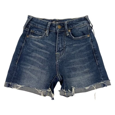 True Religion Jennie Curvy Shorts Womens Size 24 Blue High Rise Distressed - Image 1 of 4
